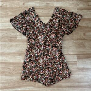 Copper Key Fall Floral V-Neck Romper